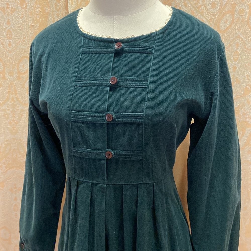 Vintage dark green corduroy holiday dress